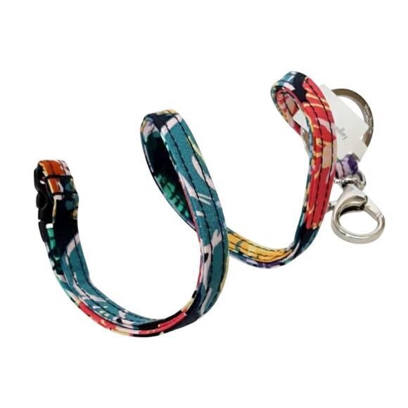 Vera Bradley Happy Blooms Zip ID Case Breakaway Lanyard Set Floral Green NWT - Picture 5 of 9